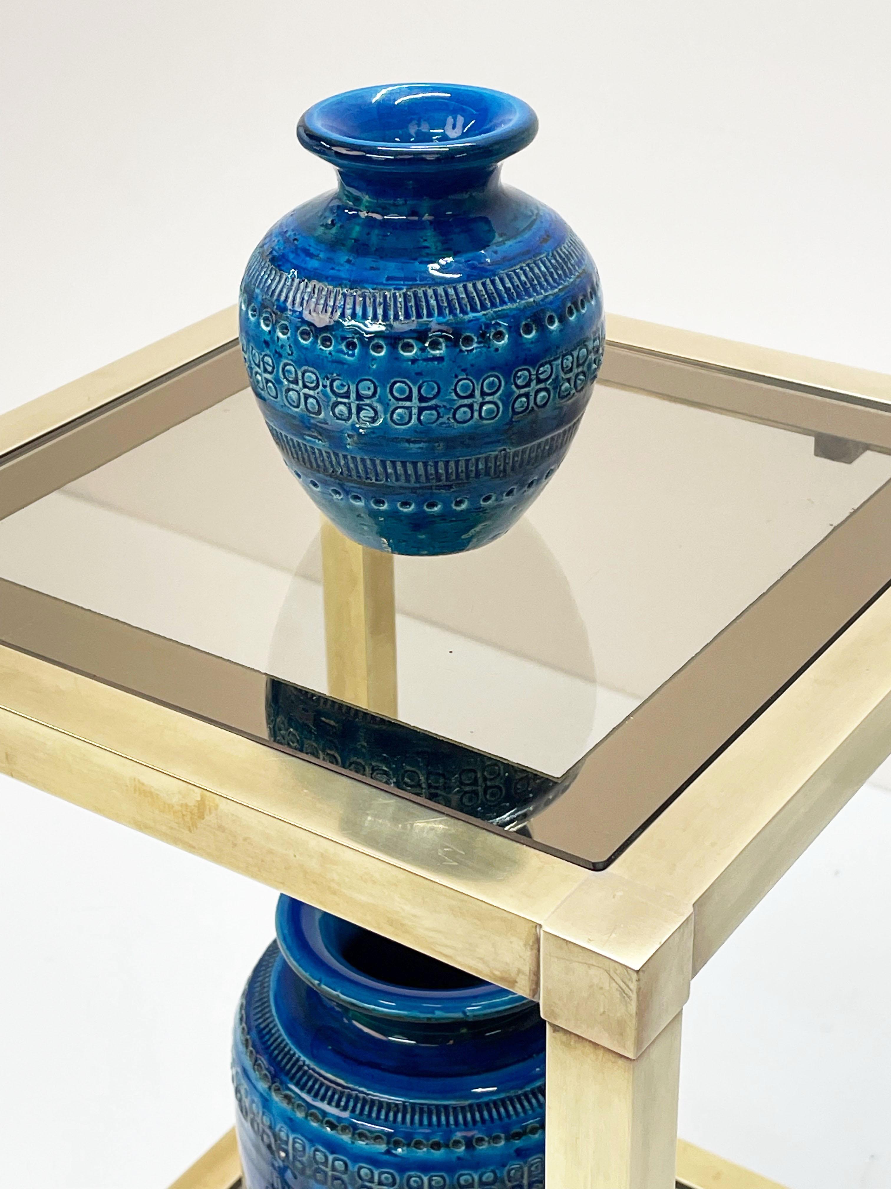 Montelupo and Londi Midcentury Blue Terracotta Italian Vase for Bitossi, 1960s 4