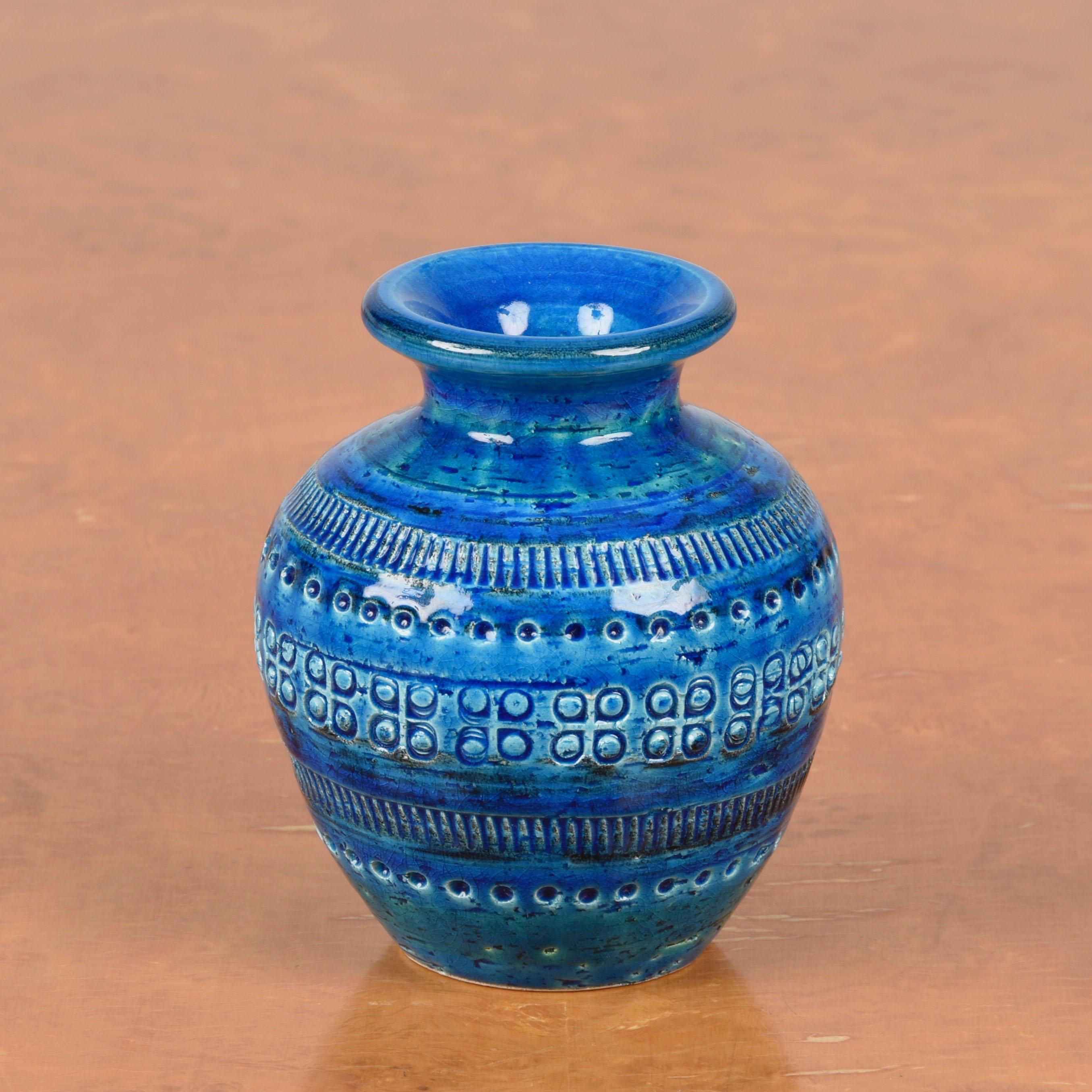 Mid-Century Modern Montelupo and Londi Midcentury Blue Terracotta Italian Vase for Bitossi, 1960s