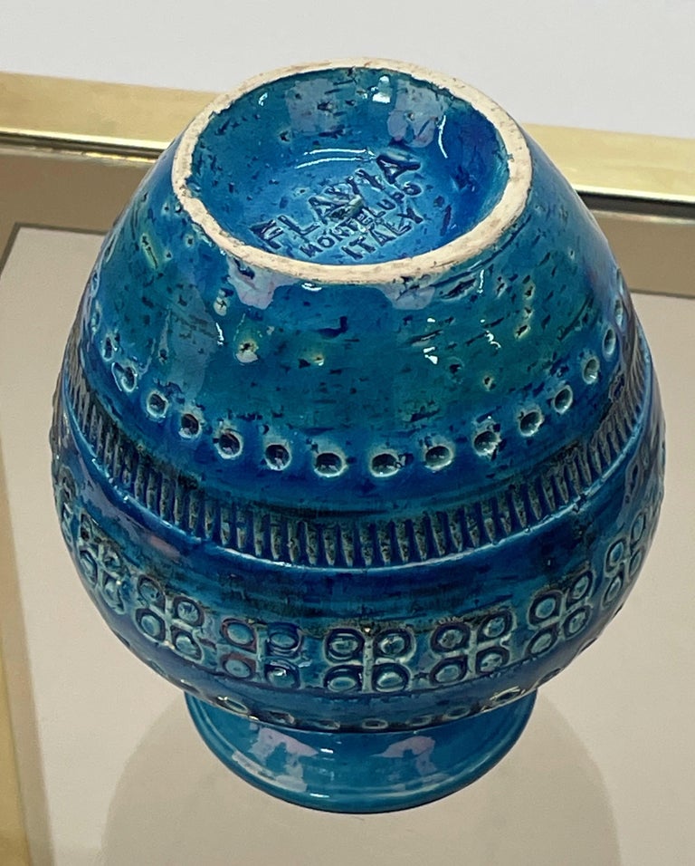 Montelupo and Londi Midcentury Blue Terracotta Italian Vase for Bitossi, 1960s For Sale 1