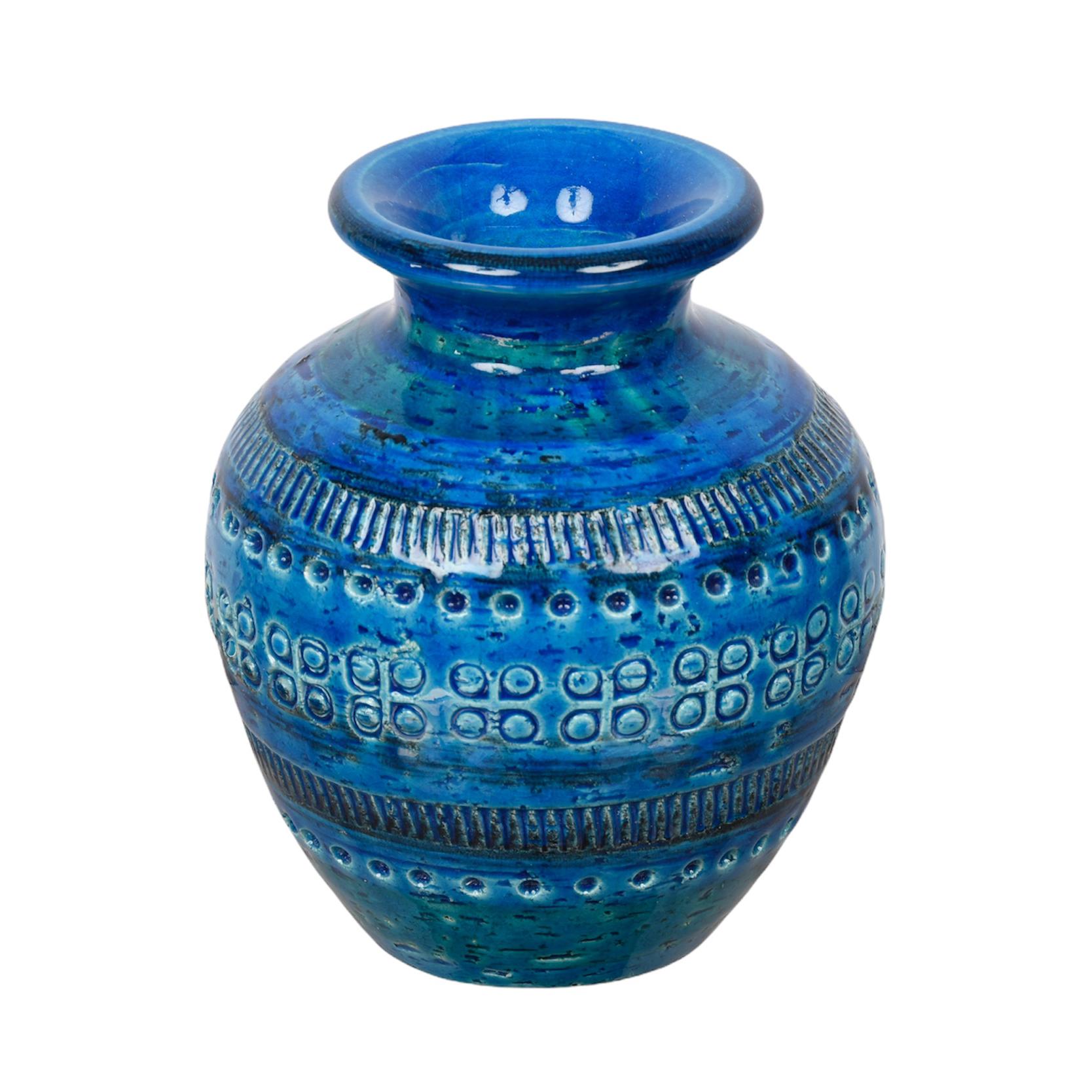20th Century Montelupo and Londi Midcentury Blue Terracotta Italian Vase for Bitossi, 1960s