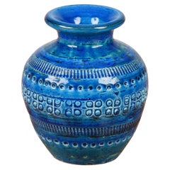 Montelupo and Londi Midcentury Blue Terracotta Italian Vase for Bitossi, 1960s