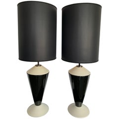 Montelupo Fiorentino Italian Ceramic Black and White Lamps