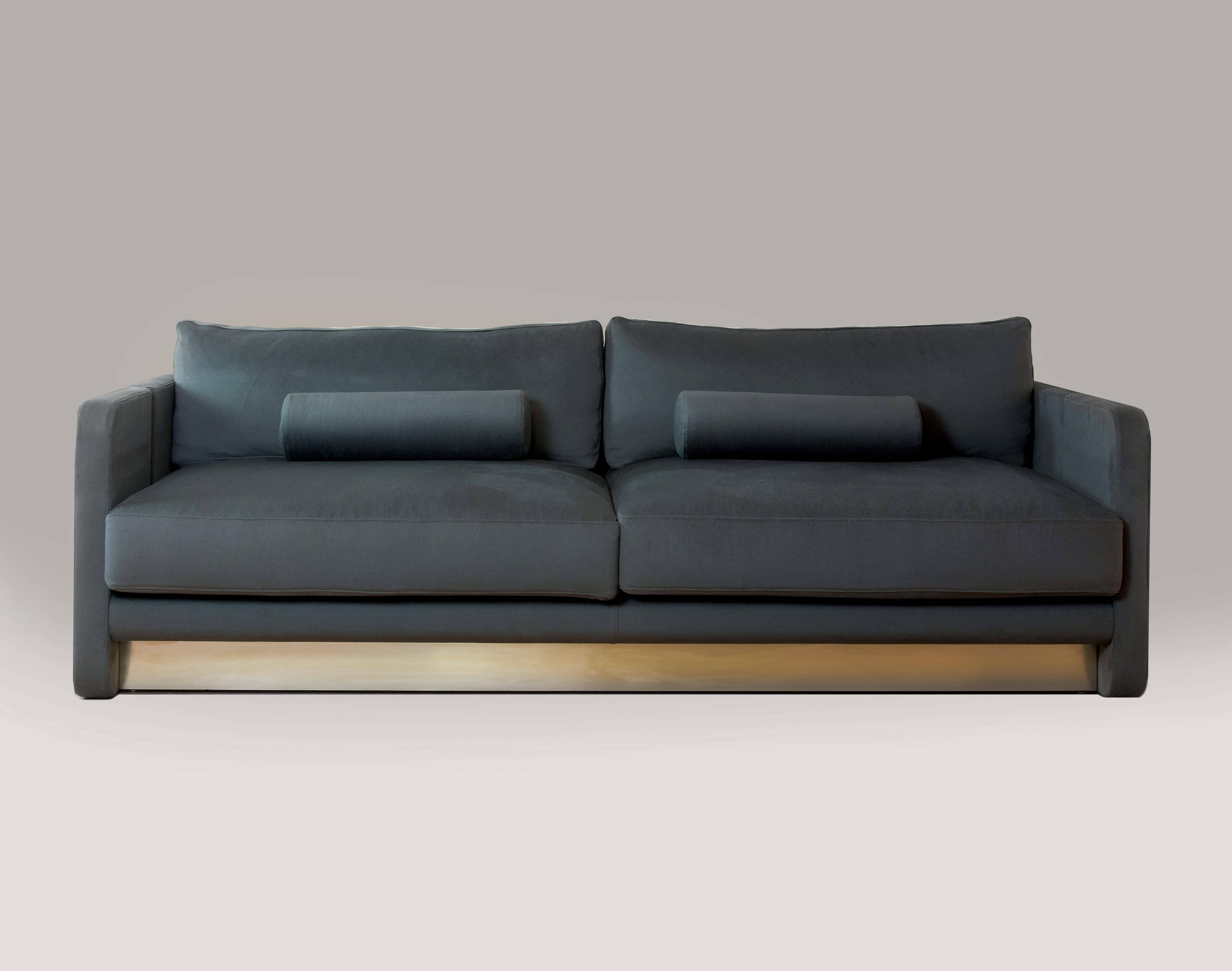 Montenapoleone Sofa by Andrea Bonini
Limited Edition
Dimensions: D 71 x W 220 x H 85 cm.
Materials: Loro Piana fabric and Brass.

Made in Italy. Limited series, numbered and signed pieces. Custom size or finish on request. Different fabrics