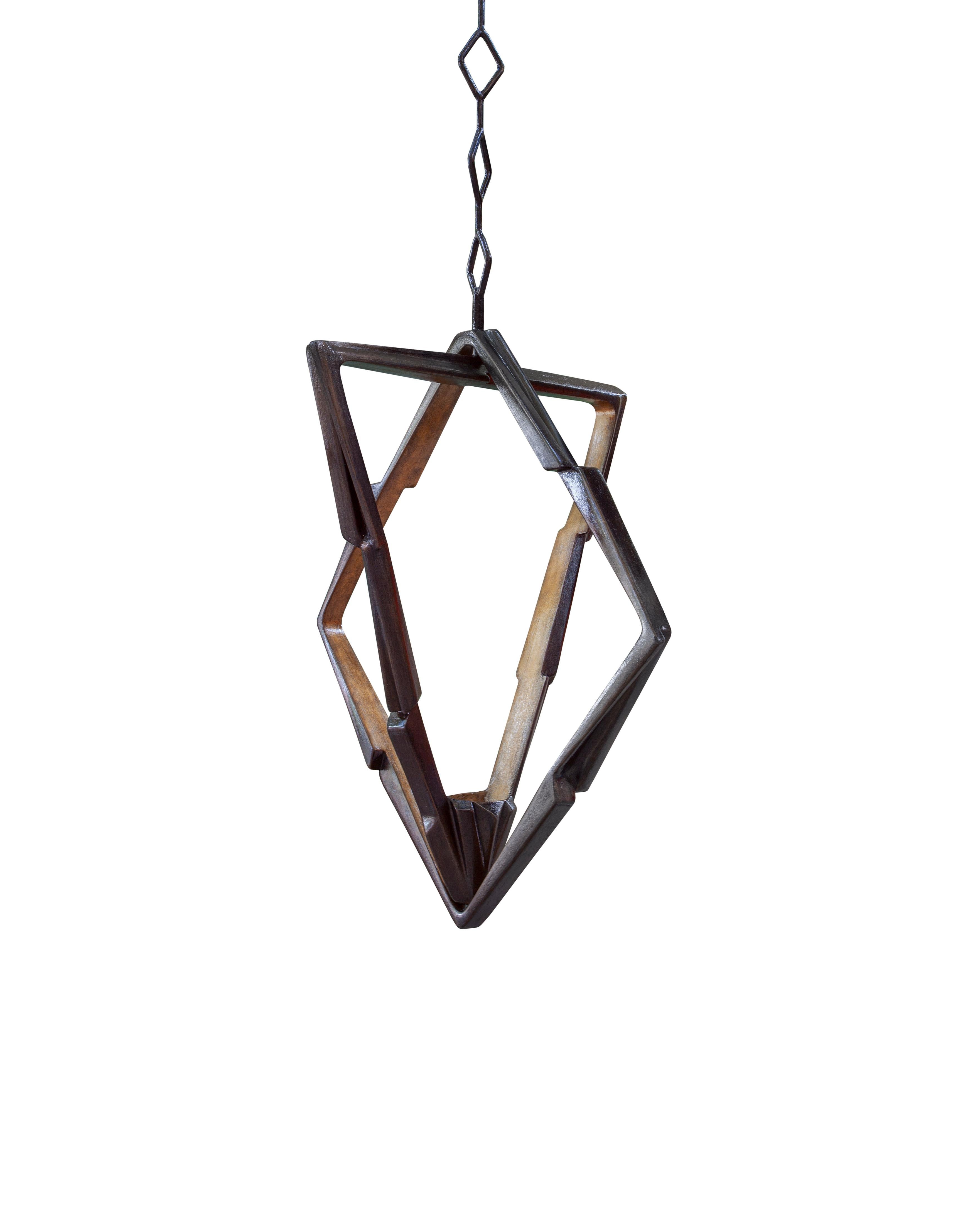 Modern Monter Pendant, Chandelier in Bronze with French Brass Finish, Benediko For Sale