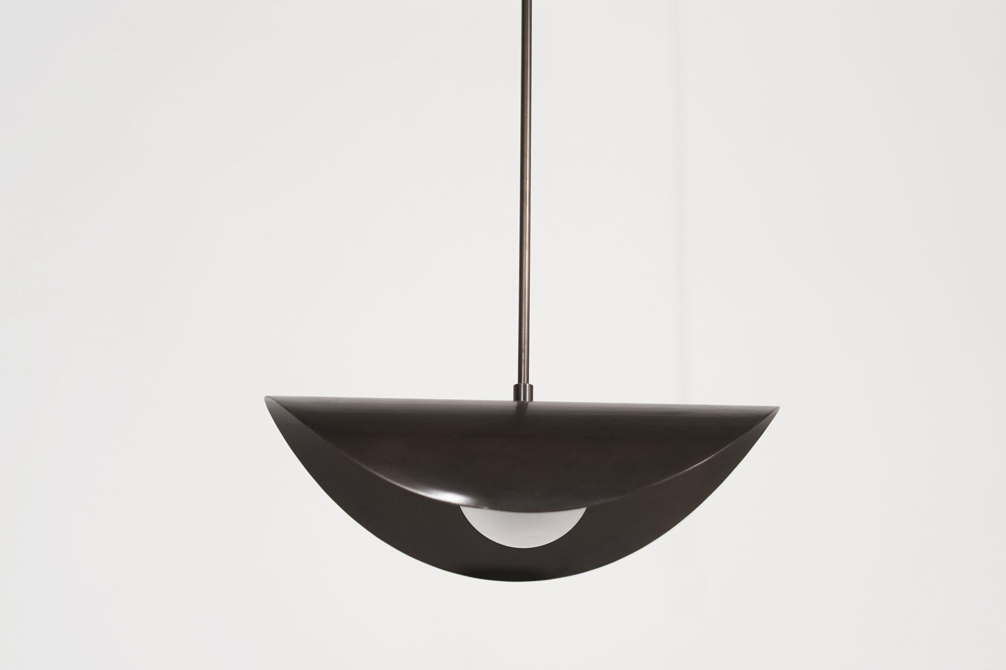 American Montera Biomorphic Pendant Light in ORB and Blown Glass For Sale