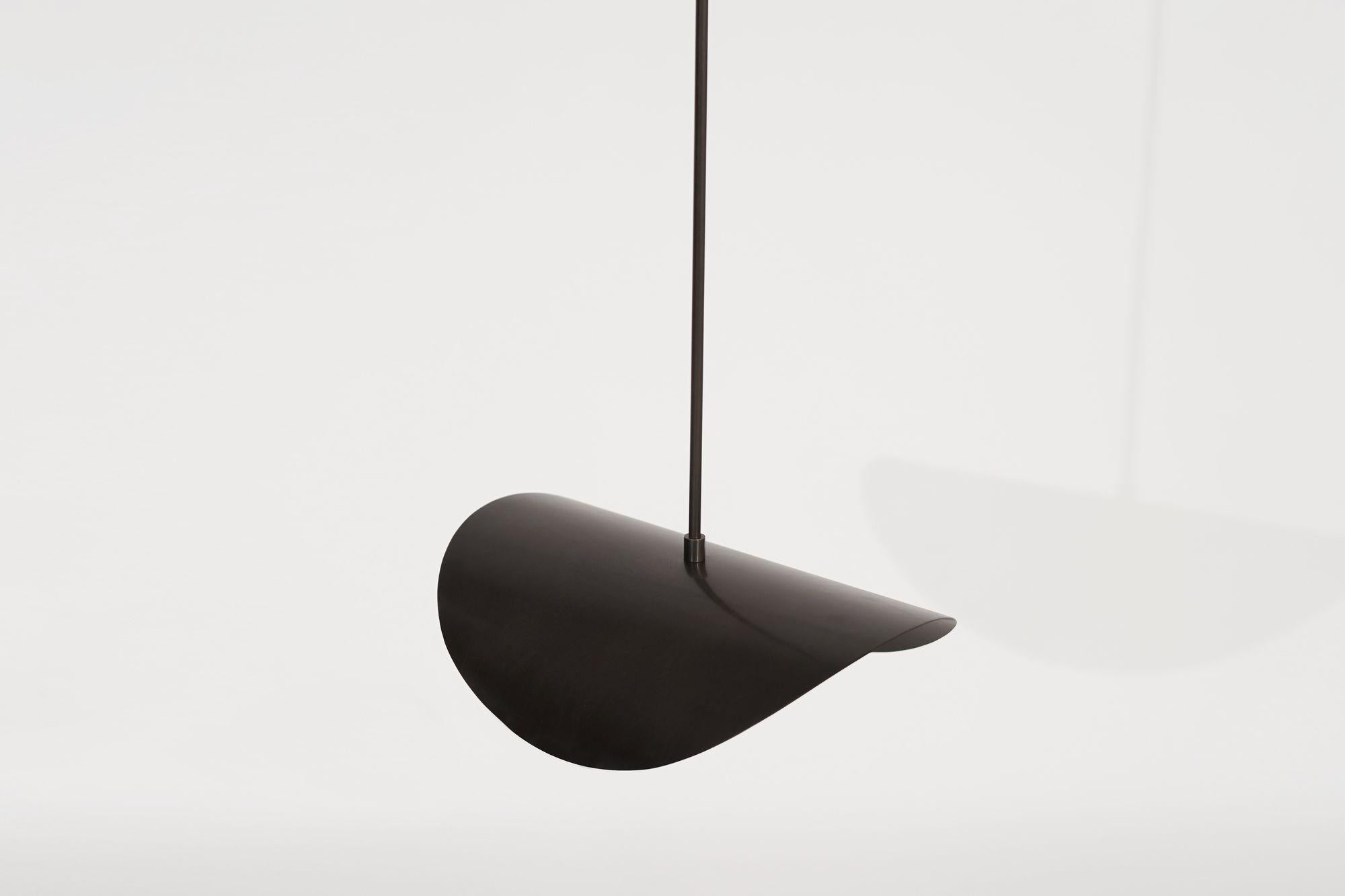 Contemporary Montera Biomorphic Pendant Light in ORB and Blown Glass For Sale