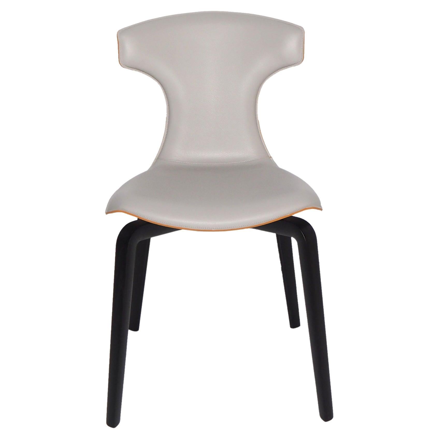 Montera Chair in Genuine Leather Pelle SC 23 Tortora and Saddle Extra Cammello For Sale