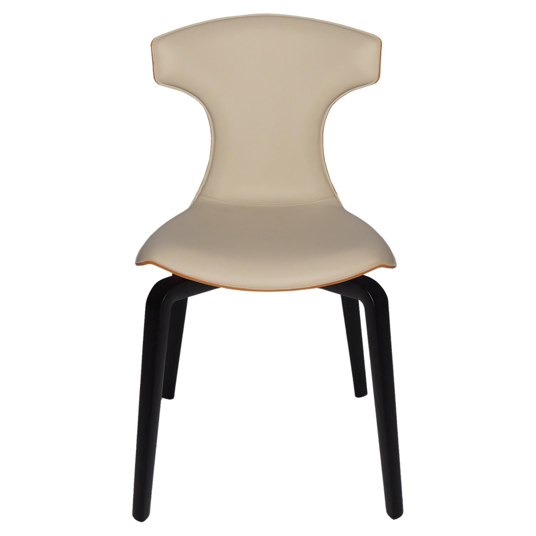 Montera Chair in Genuine Leather Pelle SC 51 Panna and Saddle Extra Cammello For Sale