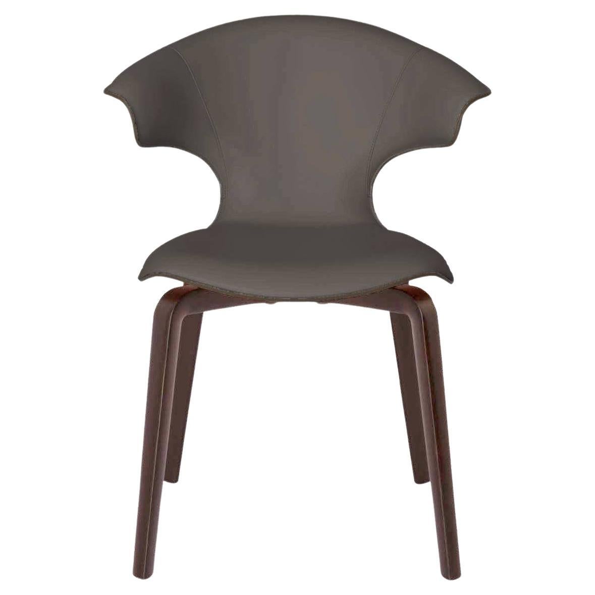 Montera Chair with Arms in Genuine Leather Pelle SC 28 Seppia Dark Grey For Sale
