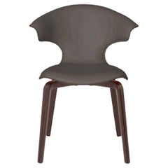 Montera Chair with Arms in Genuine Leather Pelle SC 28 Seppia Dark Grey