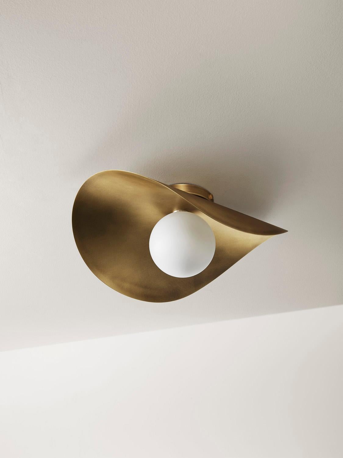 Modern MONTERA Flushmount, biomorphic form in  Brass & Glass, Blueprint Lighting For Sale
