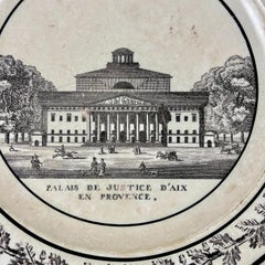 Montereau Creil French Creamware Faïence d’Aix en Provence Architecture Plate