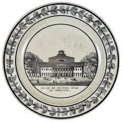 Montereau Creil French Creamware Faïence d’Aix en Provence Architecture Plate