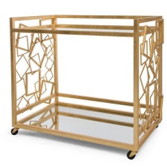 Monterey Bar Cart in Gold Leaf and Smoked Glass by Innova Luxuxy Group