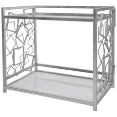 Monterey Bar Cart in Silver Leaf & Smoked Glass by Innova Luxuxy Group