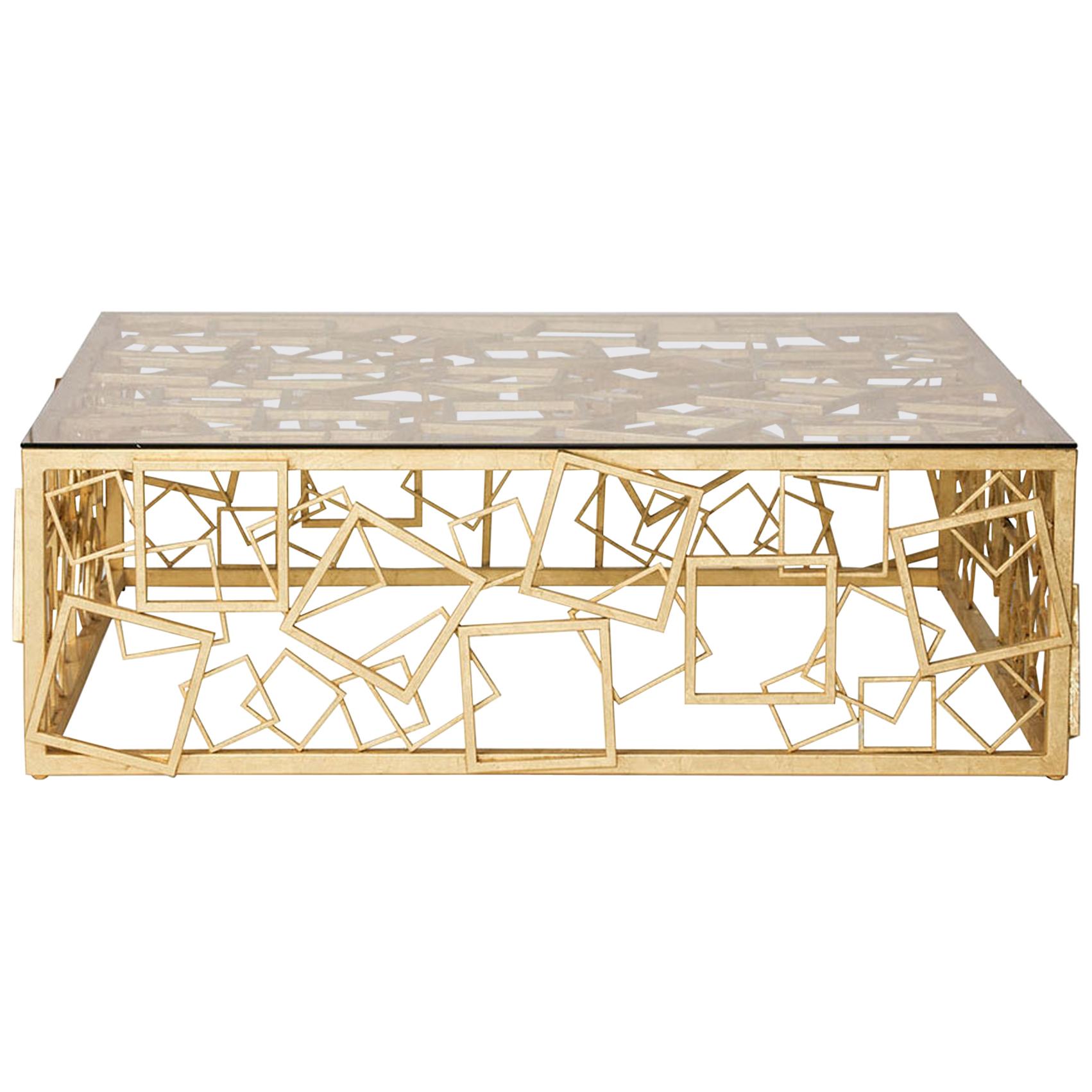 Monterey Cocktail Table in Gold Leaf by Innova Luxuxy Group For Sale