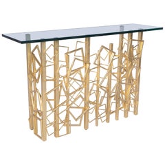 Monterey Console in Gold Leaf and Glass by Innova Luxuxy Group