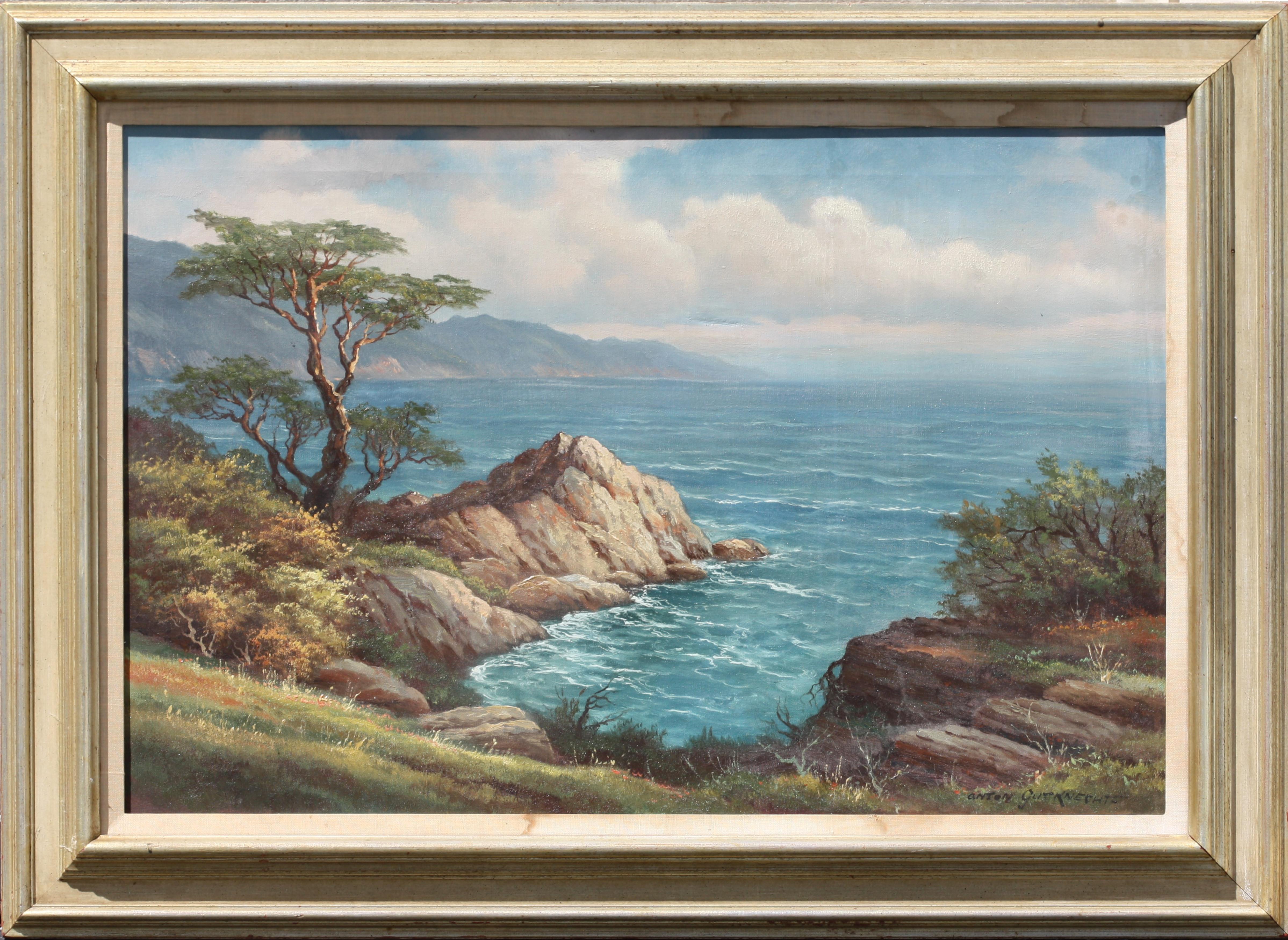 Anton GUTKNECHT (1907-1988)
Oil on canvas
Monterey, Cypress Tree at Ocean side
signed lower right, Anton Gutknecht
Size with frame 44 x 32 inches (111.76 x 81.28 cm.), Canvas size 36 x 24 inches (91.44 x 60.96 cm.)

 