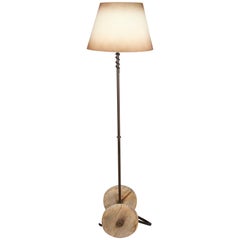 Monterey Floor Lamp with Iron Base and Wood Wheels, circa 1930s