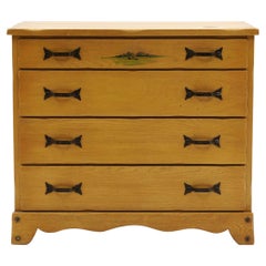 Monterey Four Drawer Dresser, Hand Painted Western Motif, Hand Crafted Oak