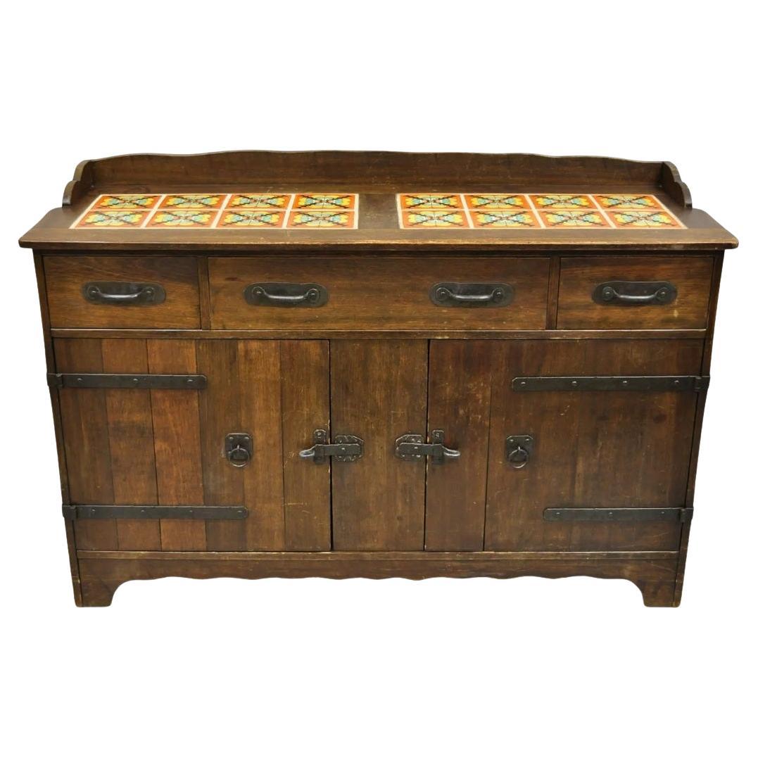 Monterey Furniture "Old Wood" Finish F2568 Sideboard with 16 California Tile Top For Sale