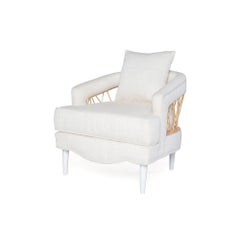 Monterey Lounge Chair I in White with Gold Details by Innova Luxuxy Group