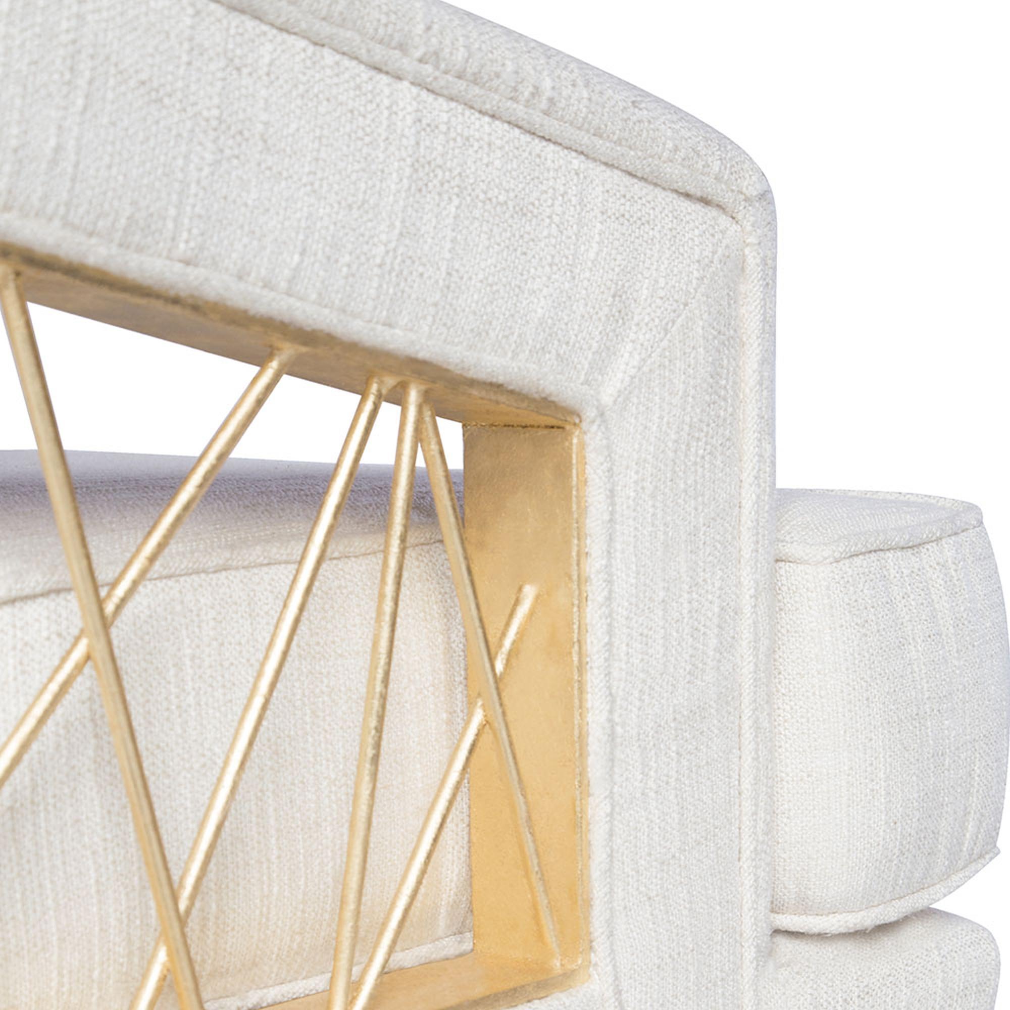 Mexican Monterey Lounge Chair I in White with Gold Details by Innova Luxuxy Group For Sale