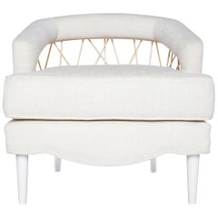 Monterey Lounge Chair I in White with Gold Details by Innova Luxuxy Group