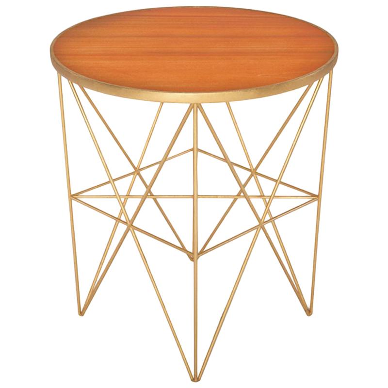 Monterey Short Side Table with Honey Lacquered Top by Innova Luxuxy Group For Sale