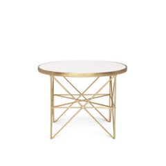 Monterey Short Side Table with White Lacquered Top by Innova Luxuxy Group