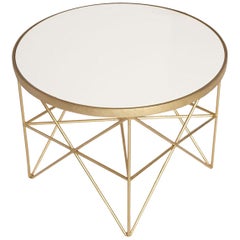 Monterey Short Side Table with White Lacquered Top by Innova Luxuxy Group