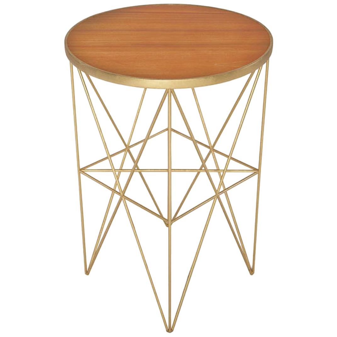 Monterey Tall Side Table with Honey Lacquered Top by Innova Luxuxy Group For Sale