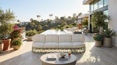 Monterosso Outdoor Sofa in Lacquered Metal with Iroko Details