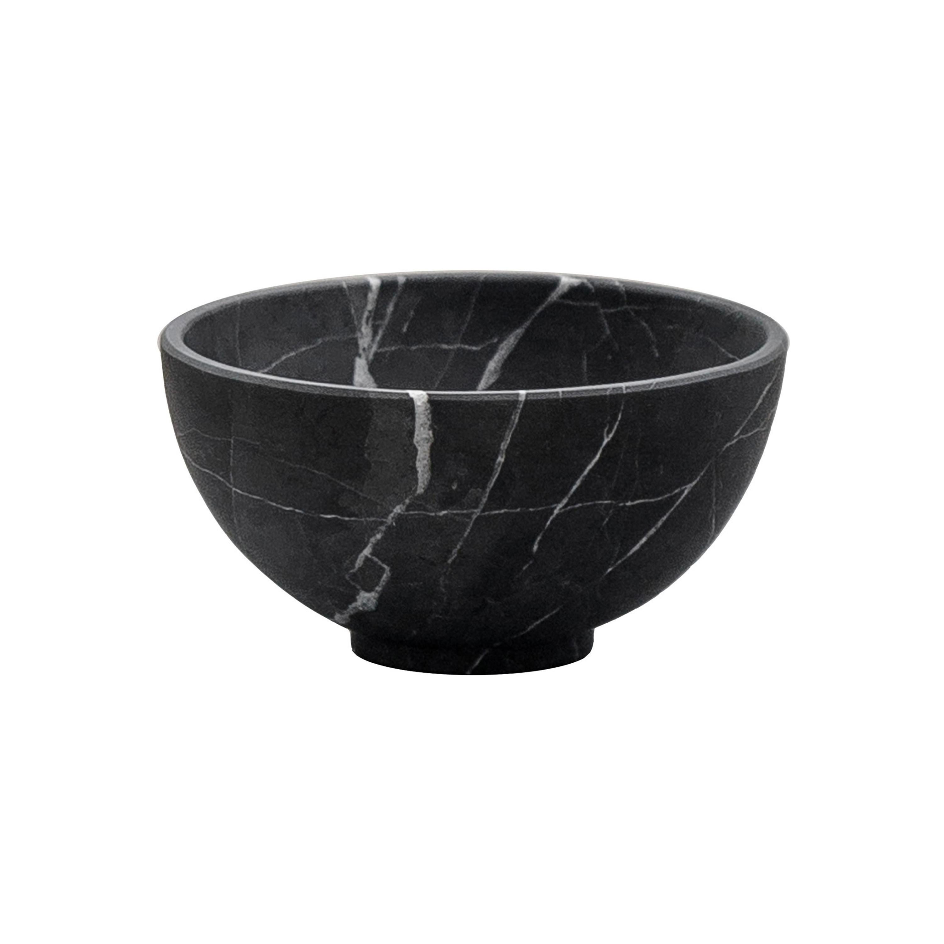 Monterrey Black Marble Carved Small Bowl For Sale