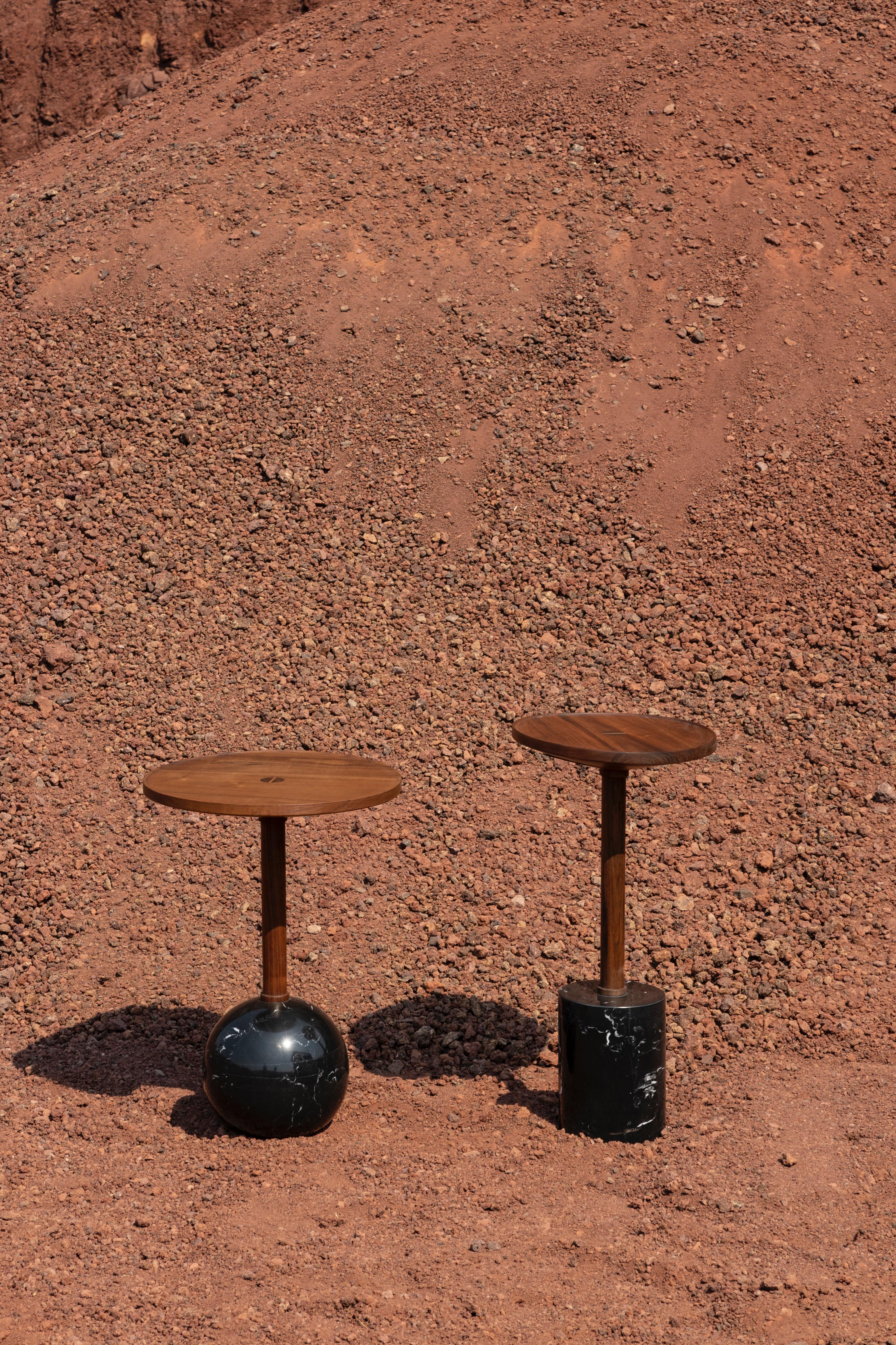 Contemporary Monterrey Side Tables, set of 2, Black Marble For Sale