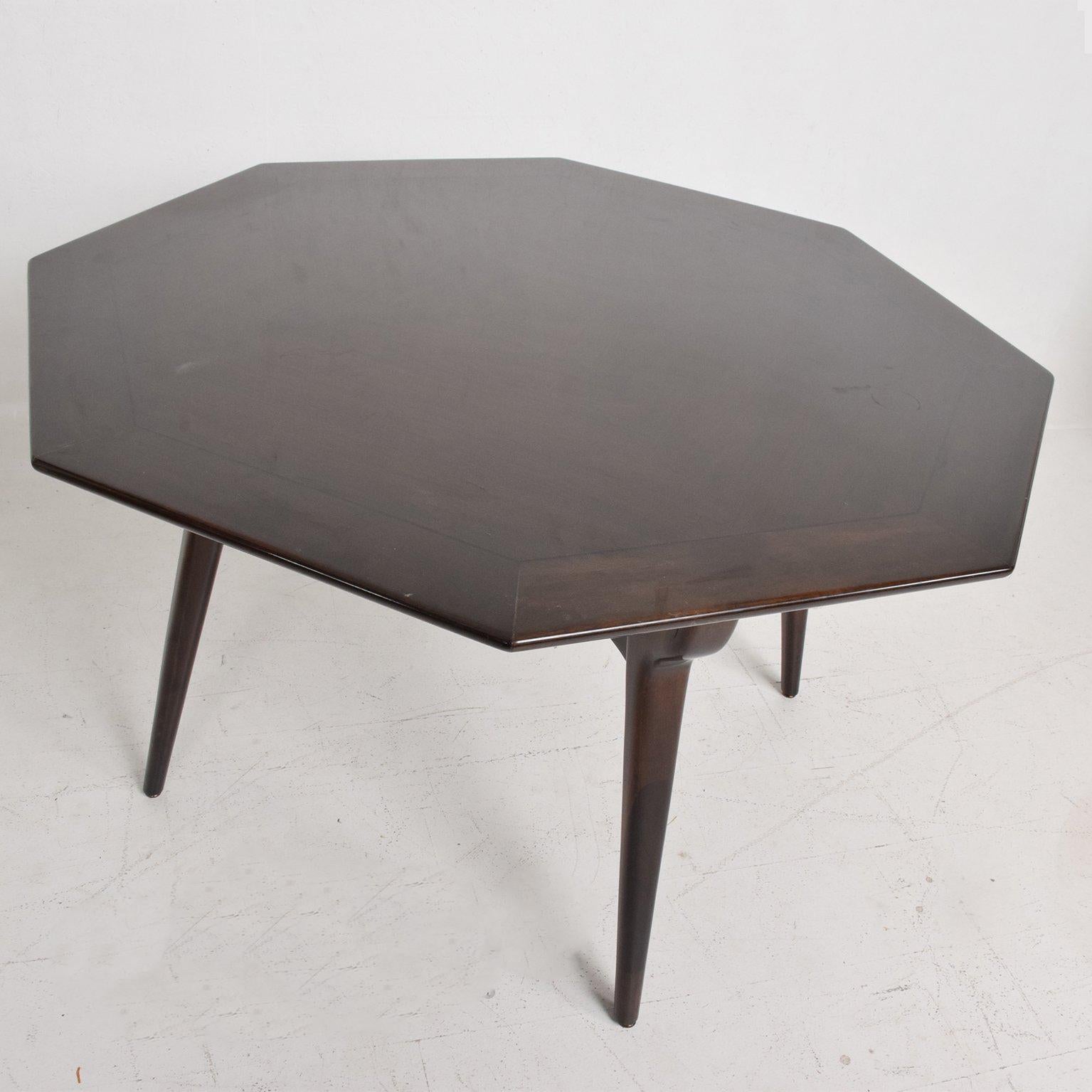 Lacquered Monteverdi and Young Walnut Dining or Office Table Octagon Shape