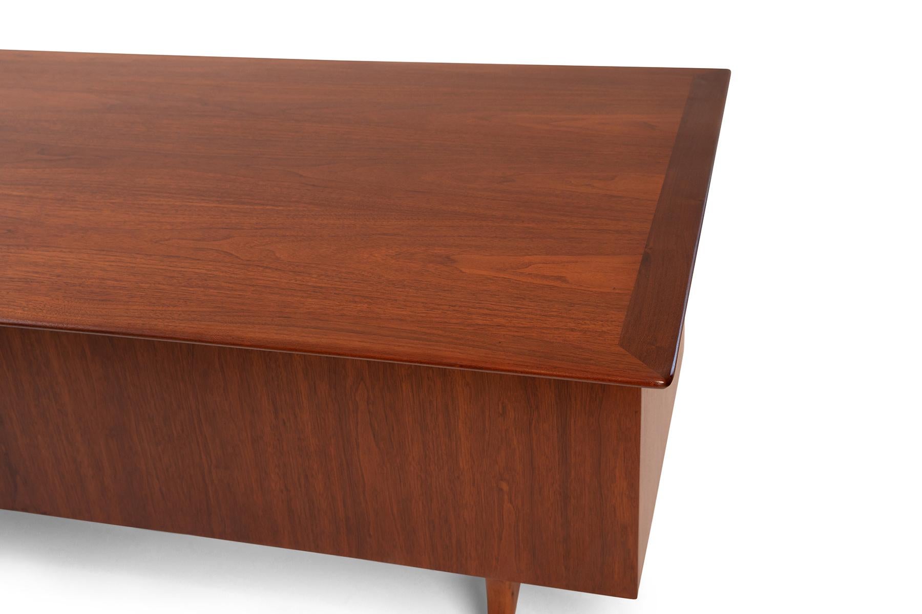 Mid-Century Modern Monteverdi-Young  Midcentury 50's Walnut & Brass Desk 