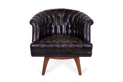 Monteverdi-Young African Walnut and Leather Swivel Lounge Chairs