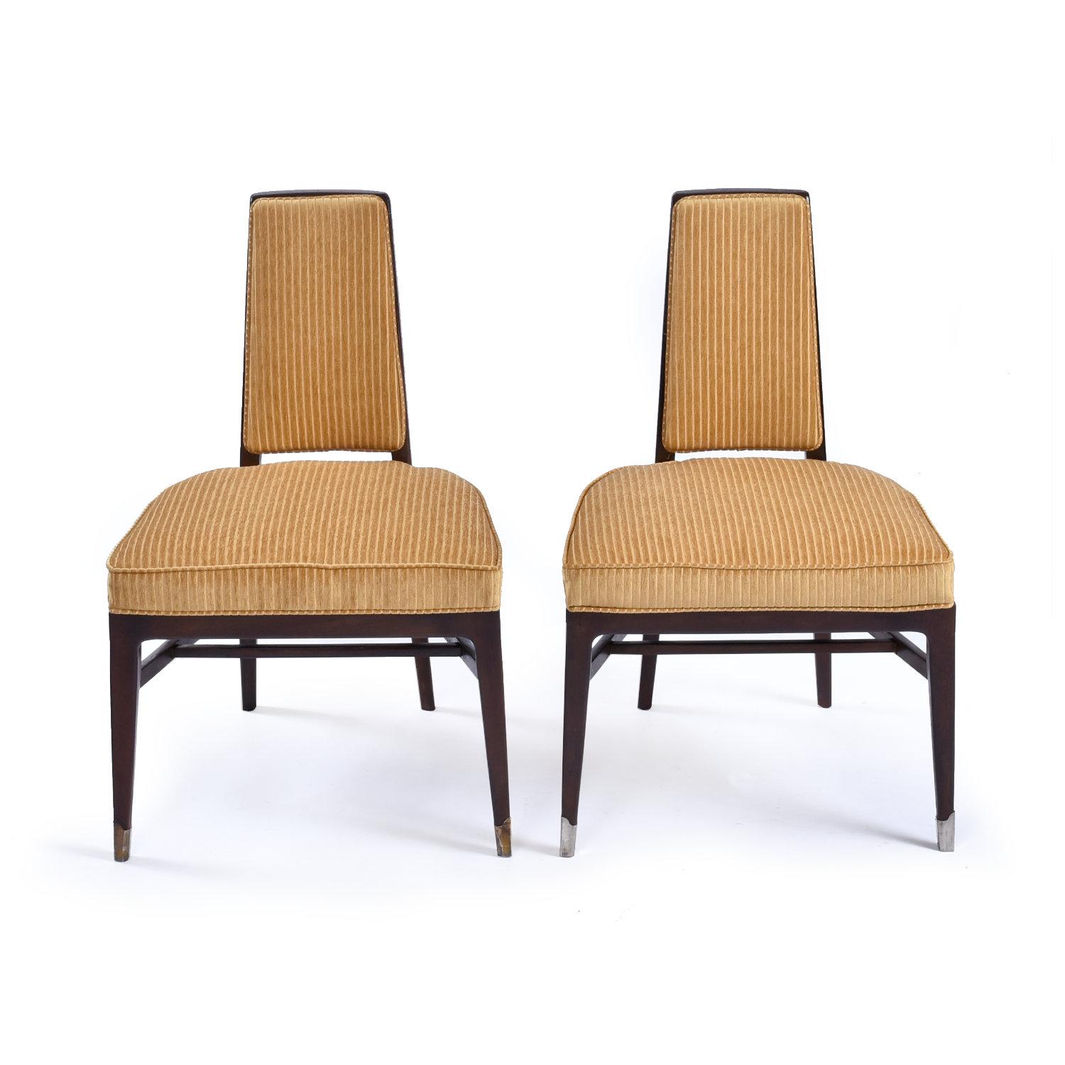 Monteverdi-Young Style Wide Mid-Century Modern Dining Chairs with Gold Fabric 4