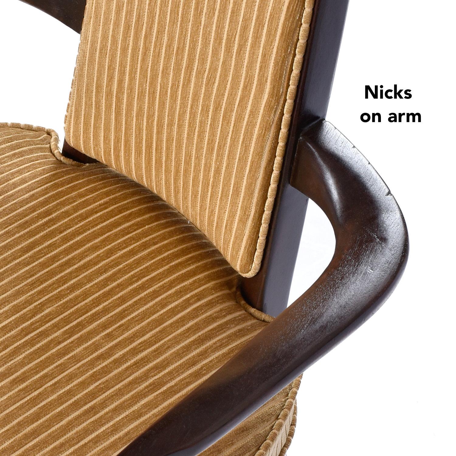 Monteverdi-Young Style Wide Mid-Century Modern Dining Chairs with Gold Fabric 7