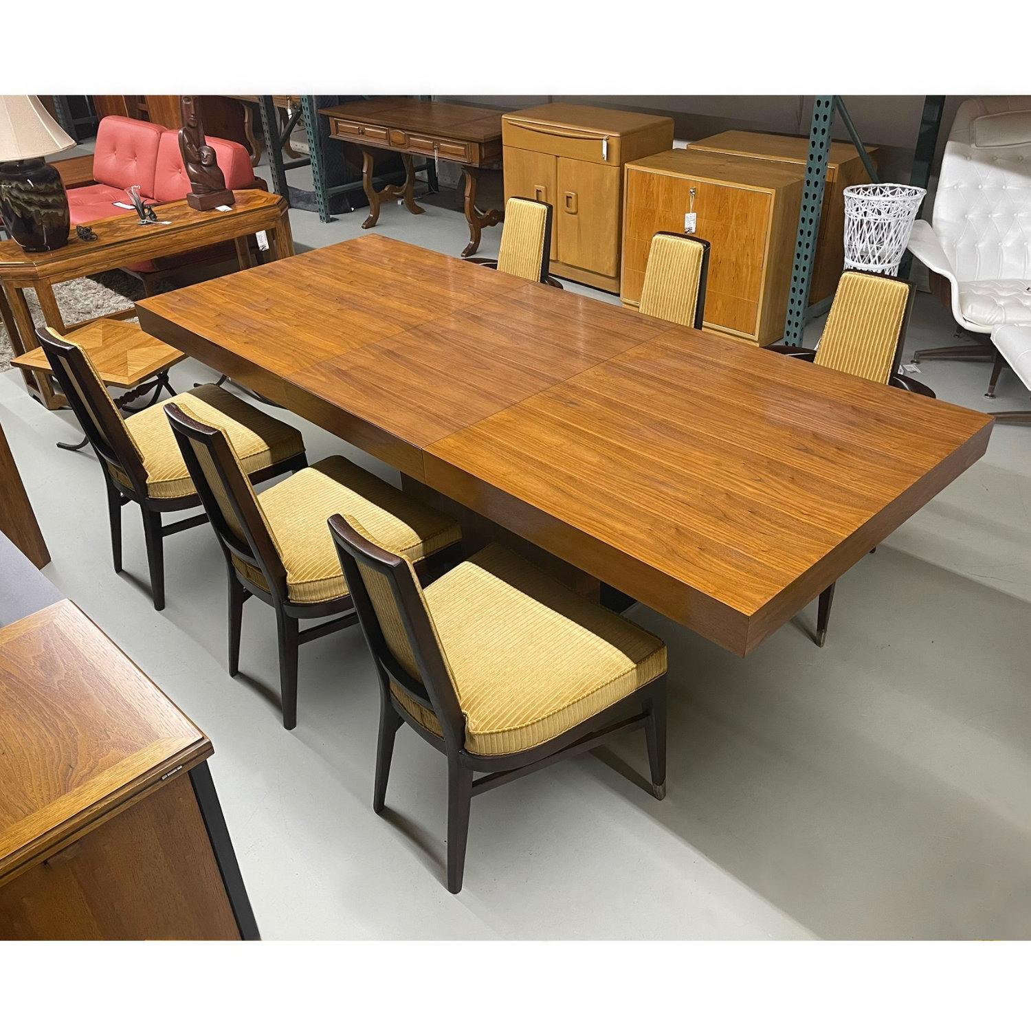 American Monteverdi-Young Style Wide Mid-Century Modern Dining Chairs with Gold Fabric