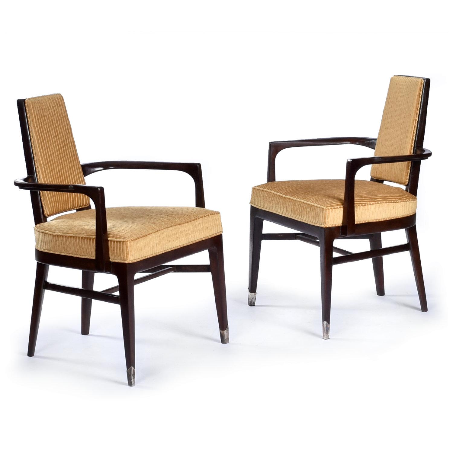 Upholstery Monteverdi-Young Style Wide Mid-Century Modern Dining Chairs with Gold Fabric