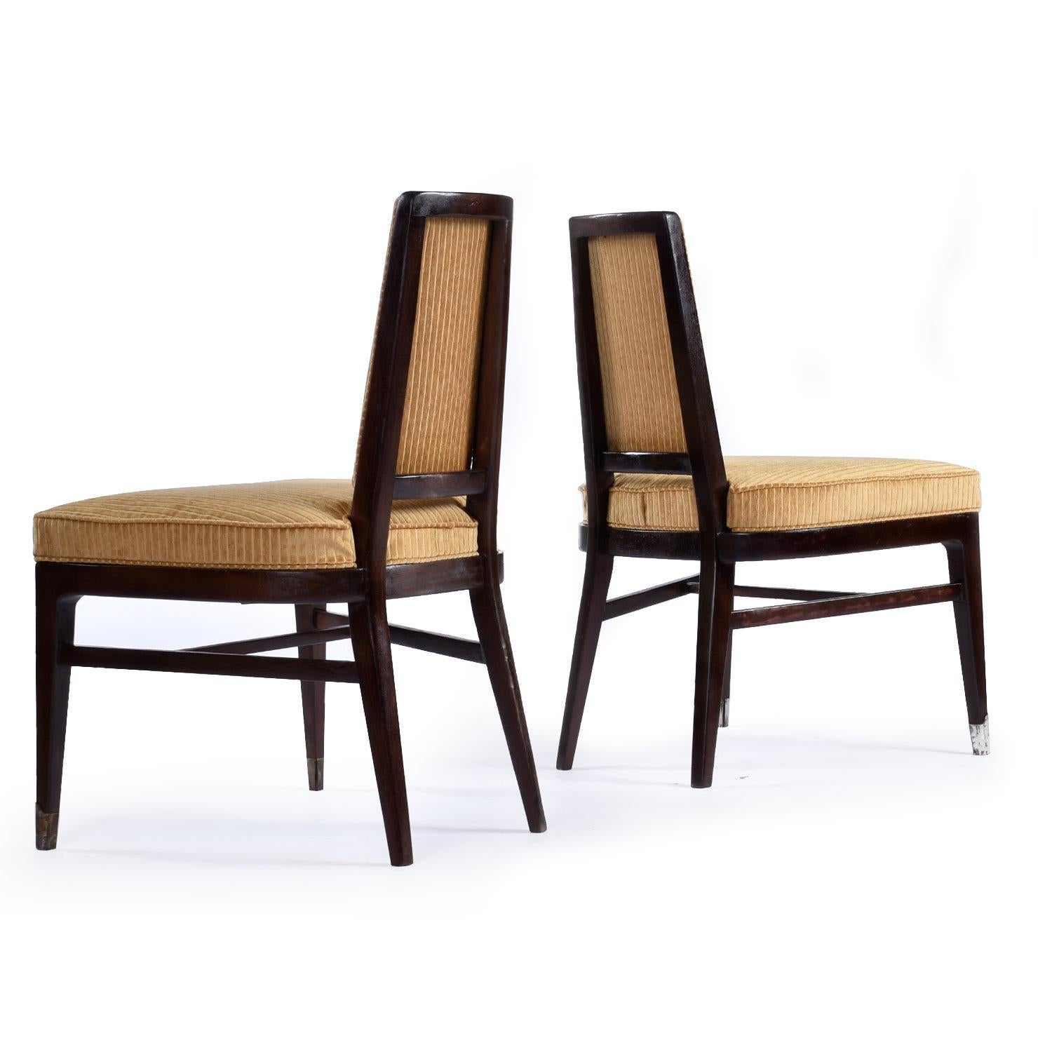 Monteverdi-Young Style Wide Mid-Century Modern Dining Chairs with Gold Fabric 1
