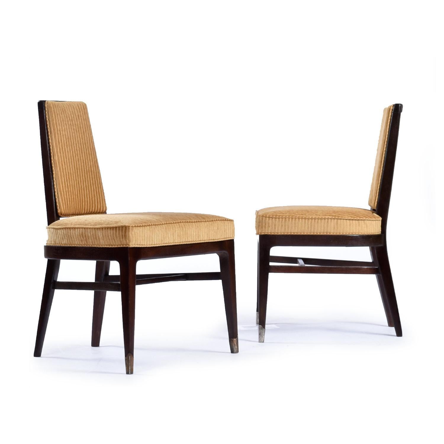 Monteverdi-Young Style Wide Mid-Century Modern Dining Chairs with Gold Fabric 3