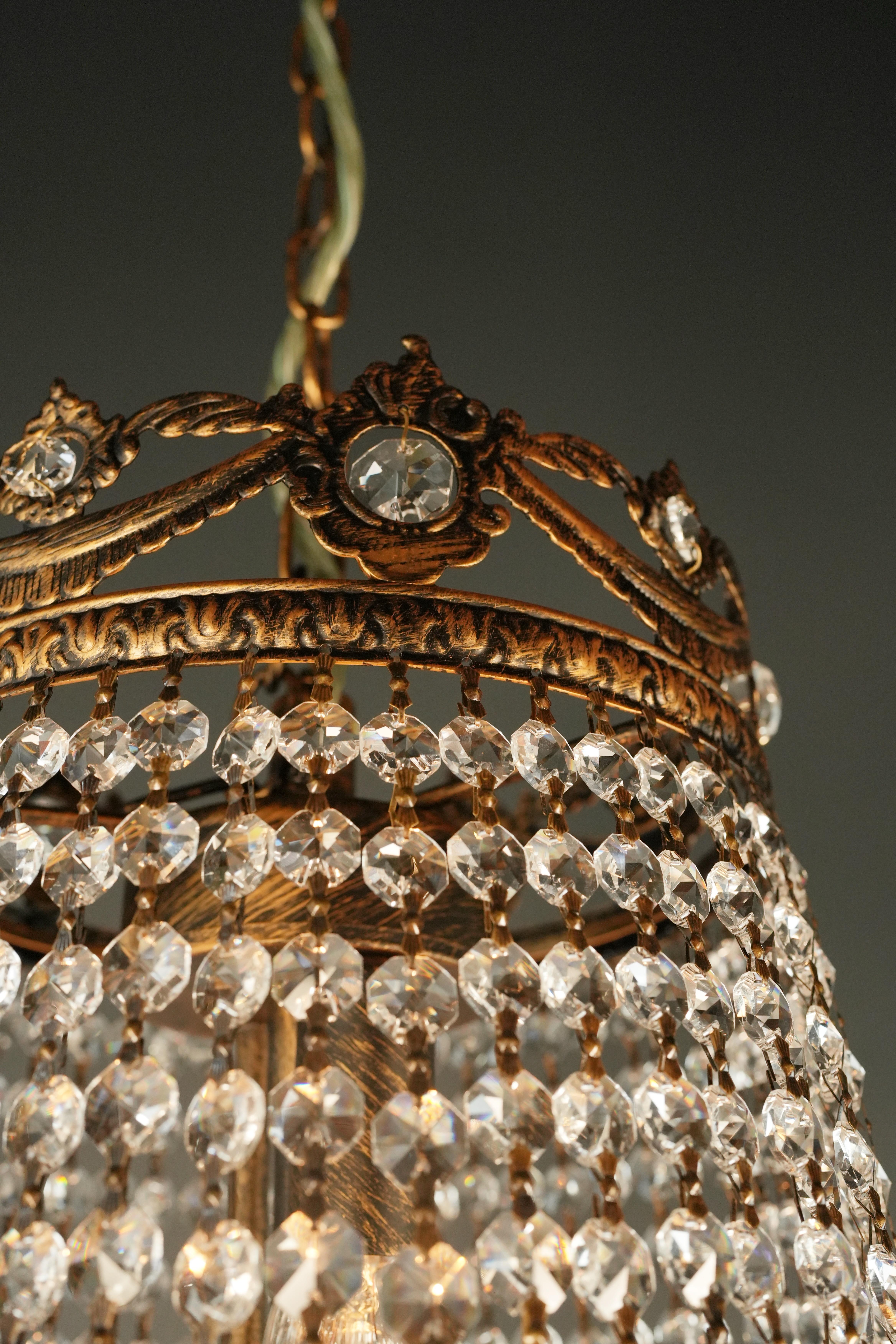 Montgolfiè Antique Lok Crystal Chandelier Empire Sac a Pearl Lamp Chateau Lustre im Angebot 4