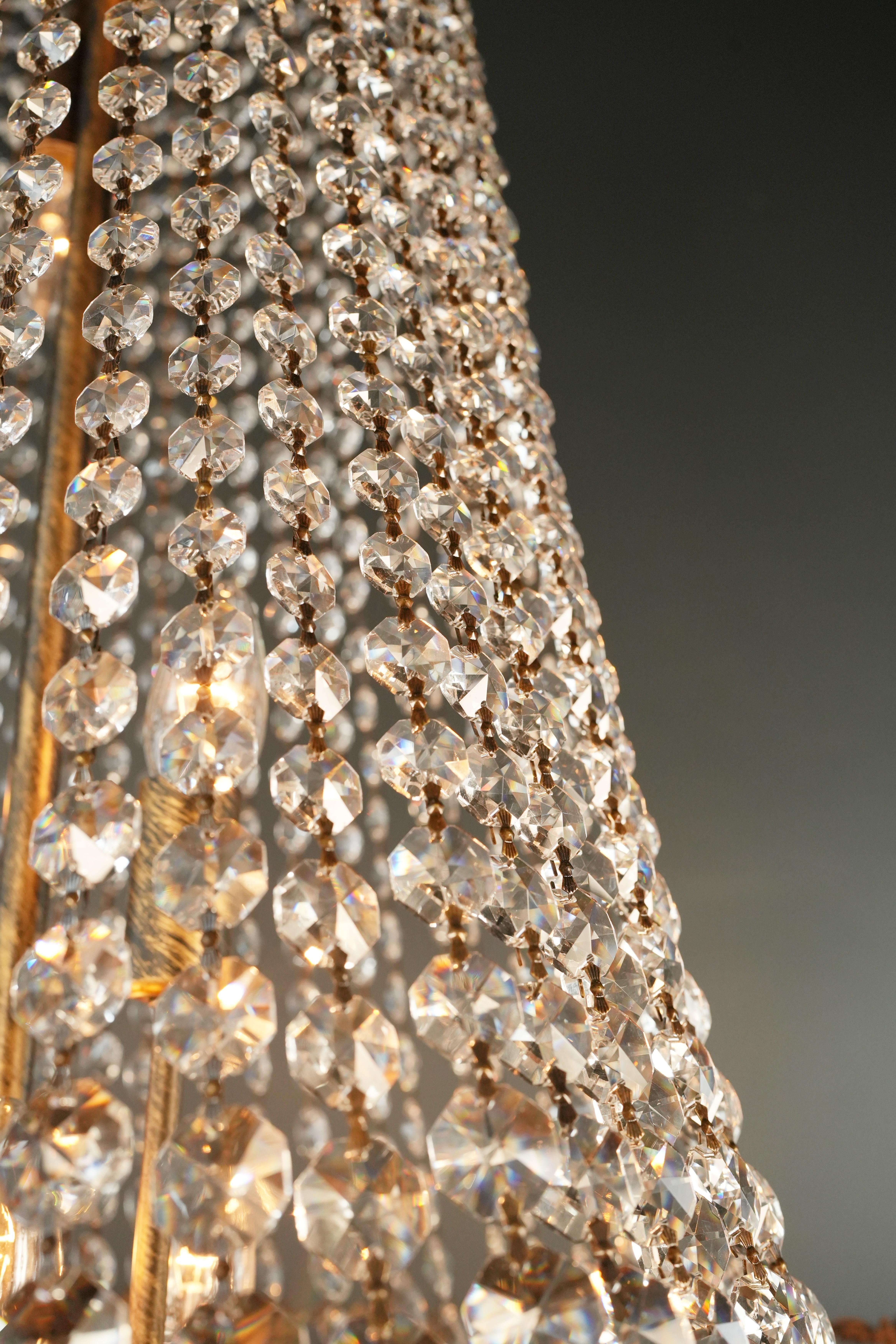 Wire Montgolfiè Antique Lok Crystal Chandelier Empire Sac a Pearl Lamp Chateau Lustre For Sale