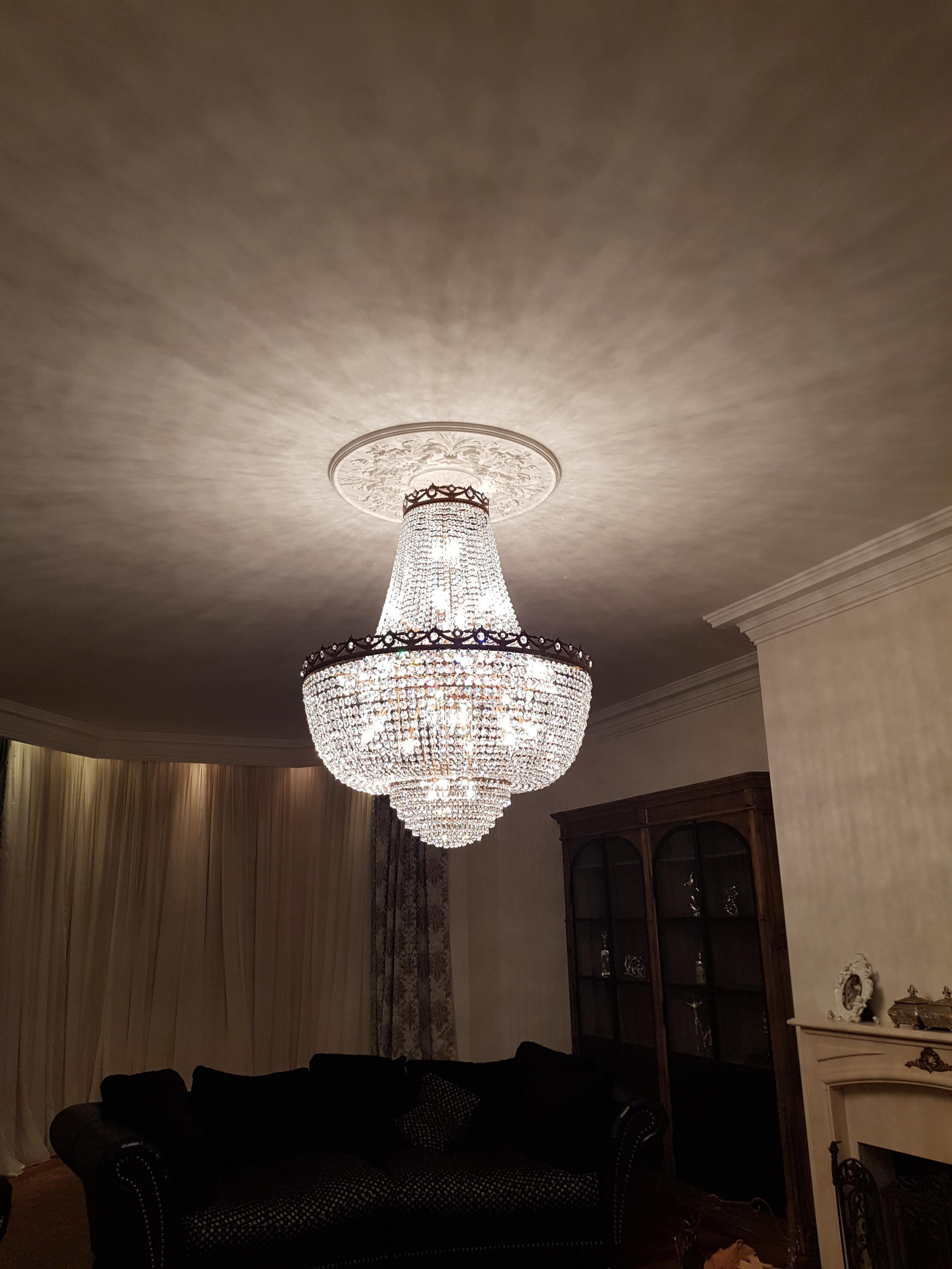 Montgolfiè Antique Lok Crystal Chandelier Empire Sac a Pearl Lamp Chateau Lustre im Angebot 9