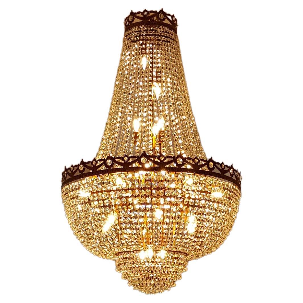 Montgolfiè Antique Lok Crystal Chandelier Empire Sac a Pearl Lamp Chateau New For Sale