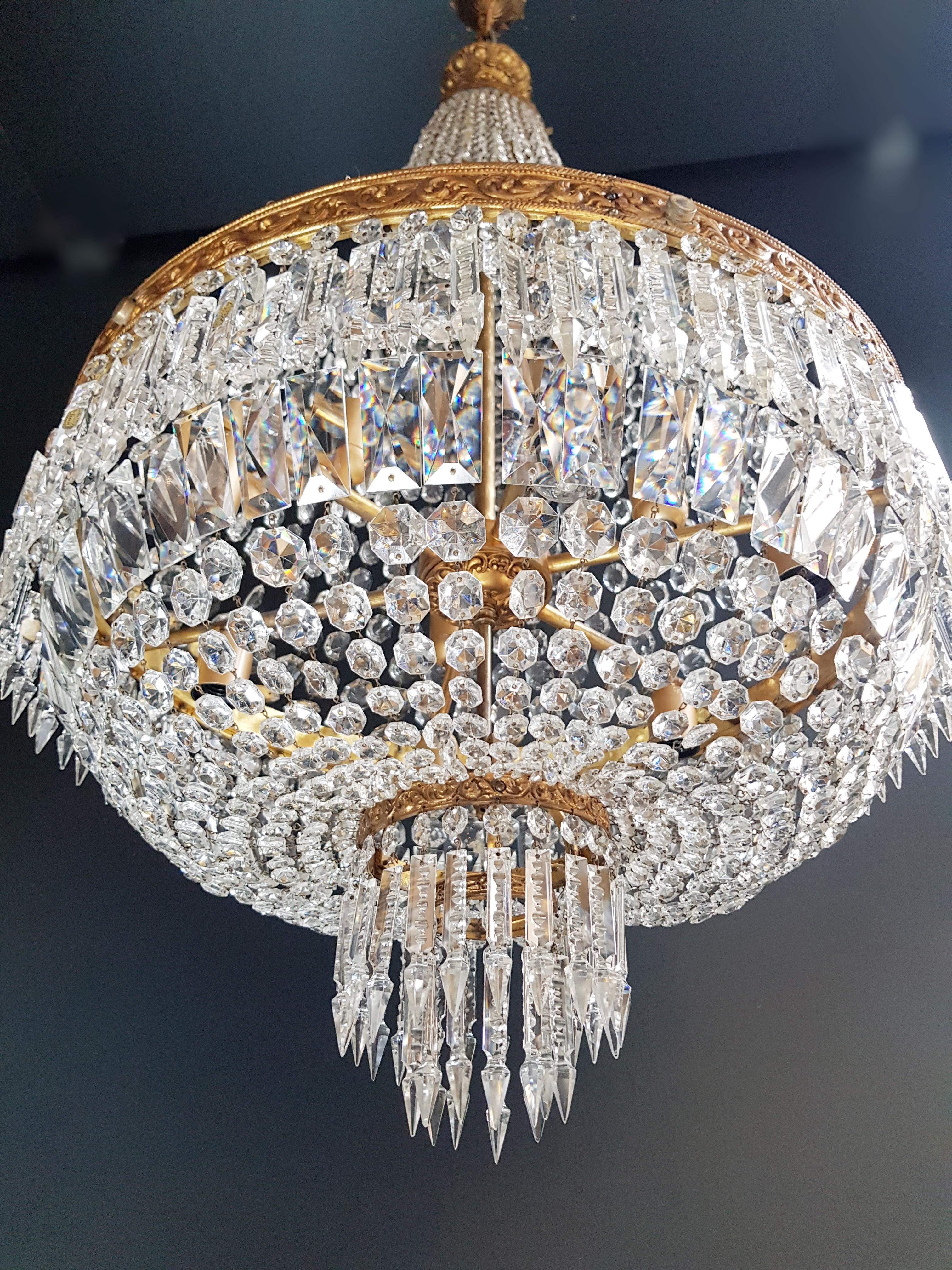 Montgolfiè Empire Brass Sac a Pearl Chandelier Crystal Lustre Ceiling Antique 3