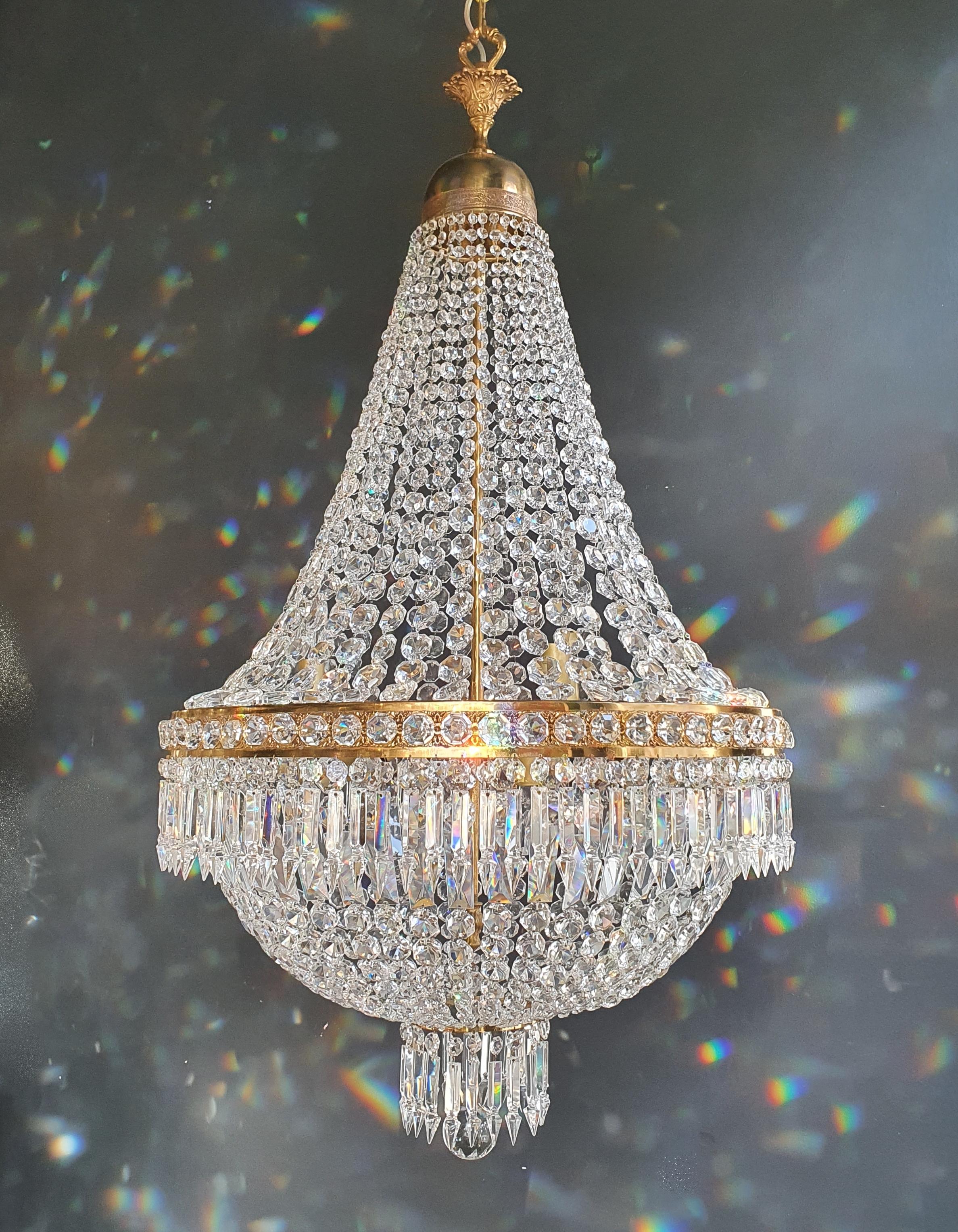 Montgolfiè Empire Brass Sac a Pearl Chandelier Crystal Lustre Ceiling Antique 4